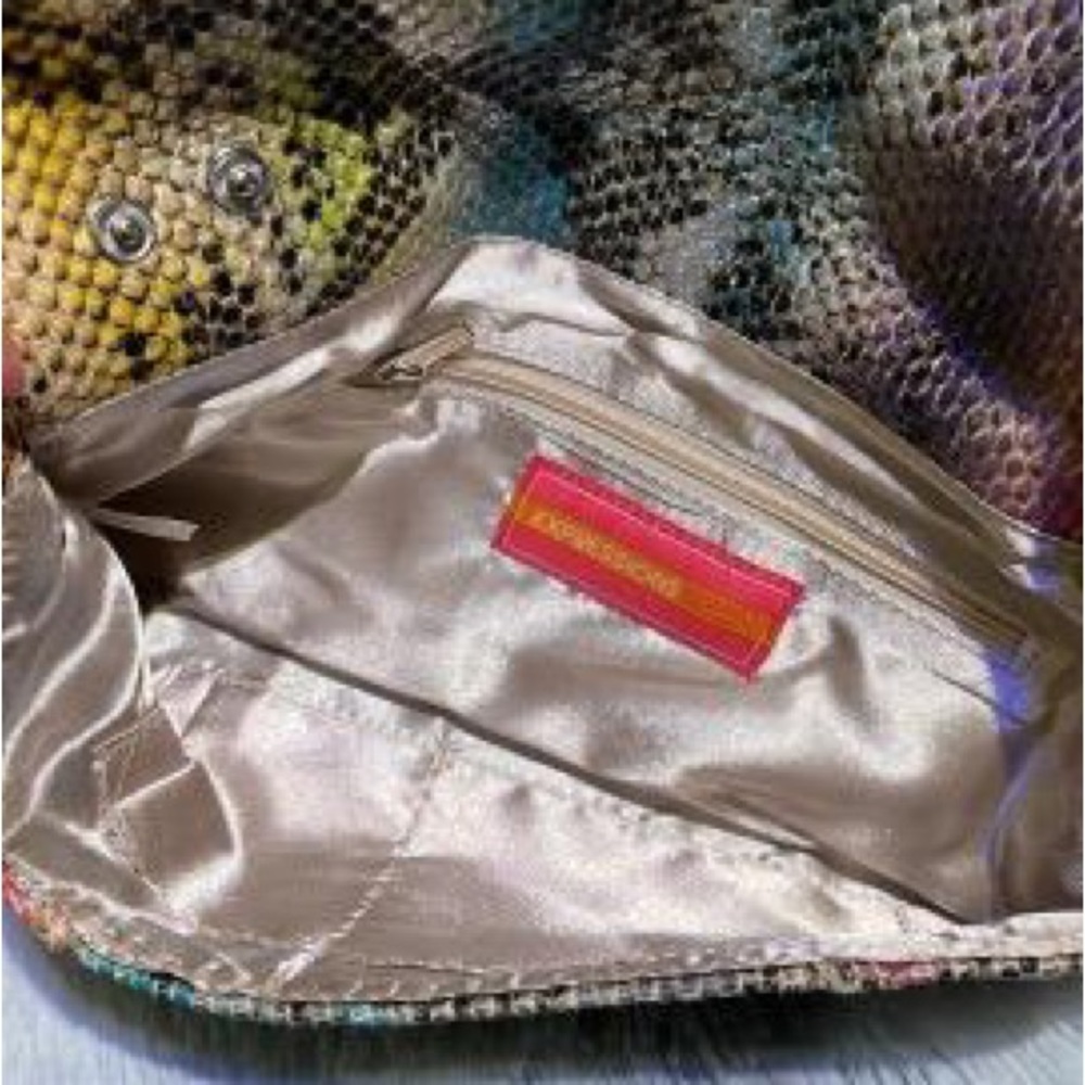 Woven Reptile Print Multicolored Clutch w/ Removable Strap - Picture 9 of 10